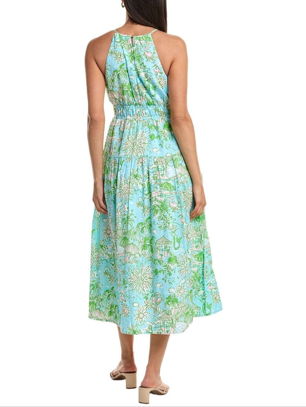 Lilly PulitzerTalullah Maxi Dress Aqua Green Halter Midi Dress Size 8 - Picture 2 of 2